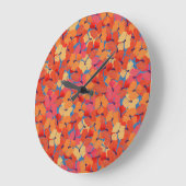 Chic Pink, Orange, Gelbe Pfoten, Rundwand Uhr (Winkel)