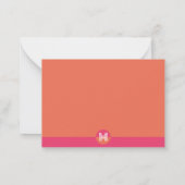 Chic Pink Orange Geometric Modern Monogram Mitteilungskarte (Rückseite)