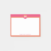 Chic Pink Orange Geometric Modern Monogram Post-it Klebezettel (Vorderseite)