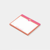 Chic Pink Orange Geometric Modern Monogram Post-it Klebezettel (angewinkelt)