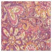 Chic Pink Orange Lila Floral Paisley Muster Stoff (Nahaufnahme)