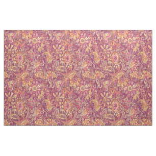 Chic Pink Orange Lila Floral Paisley Muster Stoff
