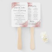 Chic Pink Palm Blätter Beach Wedding Program Fan Fächer (Vorne und Hinten)