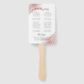 Chic Pink Palm Blätter Beach Wedding Program Fan Fächer (Rückseite)