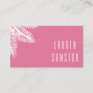 Chic Pink Palm Leaf Business Card Visitenkarte