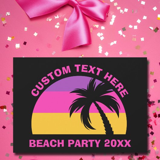 Chic Pink Palm Tree Custom Island Beach Party Einladung