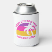 Chic Pink Palm Tree Custom Summer Beach Party Dosenkühler (Kanne Rückseite)