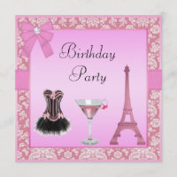 Chic Pink Paris Damask Corset Geburtstagsparty