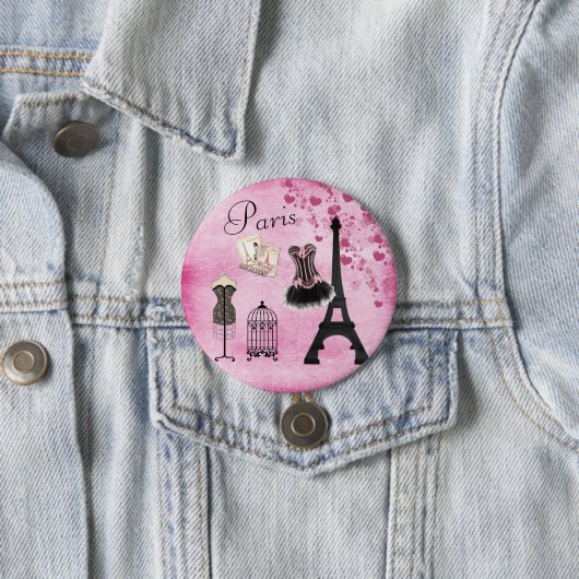 Chic Pink Paris Eiffel Tower Fashion Button (Beispiel)