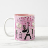 Chic Pink Paris Eiffel Tower Fashion Zweifarbige Tasse (Links)
