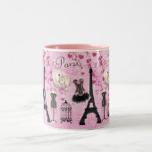 Chic Pink Paris Eiffel Tower Fashion Zweifarbige Tasse (Mittel)