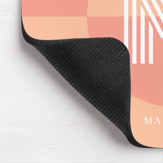 Chic Pink Peach Geometric Modern Monogram Mousepad (Ecke)