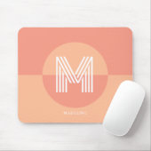 Chic Pink Peach Geometric Modern Monogram Mousepad (Mit Mouse)