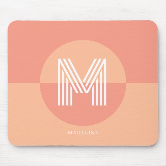 Chic Pink Peach Geometric Modern Monogram Mousepad (Vorne)