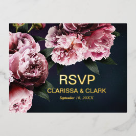 Chic Pink Peonies Foil UAWG Wedding Postcard Folien Feiertagspostkarte