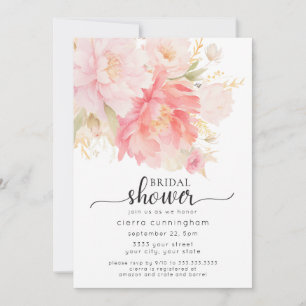 Chic Pink Peony Floral Brautparty Einladung