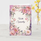 Chic Pink Peony Oval Frame Beileid Karte (Gelbe Blume)