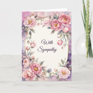 Chic Pink Peony Oval Frame Beileid Karte