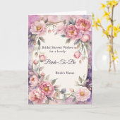 Chic Pink Peony Oval Frame Brautparty Karte (Gelbe Blume)