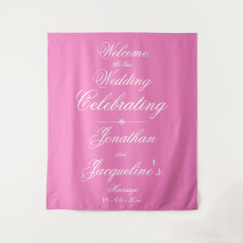 Chic Pink Personalisierte Hochzeitsgrössen Begrüßu Wandteppich