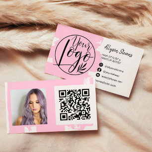 Chic pink pinke Bürste Haar Make-up Foto Logo qr Visitenkarte