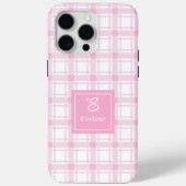Chic Pink Plaid iPhone Case Custom Name Keepsake (Rückseite)