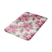 Chic Pink Poinsettia Blume Weihnachten Badematte (Schrägansicht)