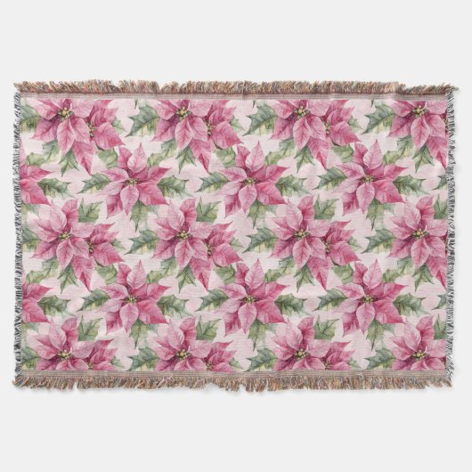 Chic Pink Poinsettia Blume Weihnachten Decke (Vorderseite)