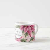Chic Pink Poinsettia Blume Weihnachten Espressotasse (Vorderseite Rechts)
