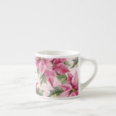 Chic Pink Poinsettia Blume Weihnachten Espressotasse (Rechts)