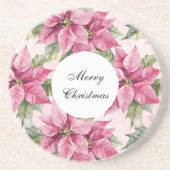Chic Pink Poinsettia Blume Weihnachten Getränkeuntersetzer (Vorne)