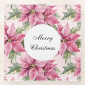 Chic Pink Poinsettia Blume Weihnachten Glasuntersetzer (Vorderseite)