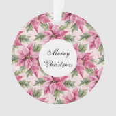 Chic Pink Poinsettia Blume Weihnachten Ornament (Vorderseite)