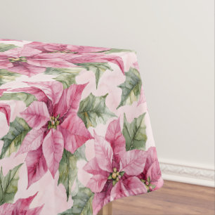 Chic Pink Poinsettia Blume Weihnachten Tischdecke