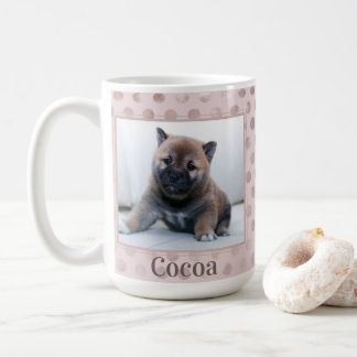Chic Pink Polka Dot Pet Foto Kaffeetasse