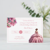 Chic Pink Princess Quinceañera Einladung (Stehend Vorderseite)