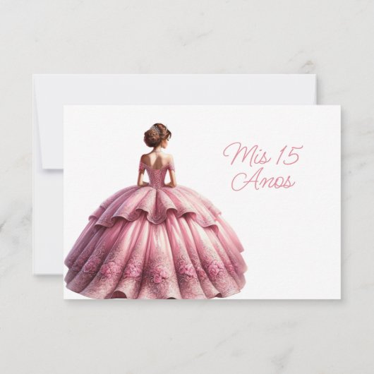 Chic Pink Princess Quinceañera Einladung (Rückseite)