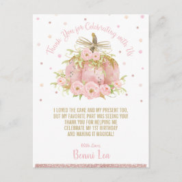 Chic Pink Pumpkin 1. Geburtstag Party Vielen Dank Postkarte