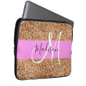 Chic Pink & Pumpkin Glitzer Glitzern Monogram Name Laptopschutzhülle (Vorne Rechts)