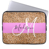 Chic Pink & Pumpkin Glitzer Glitzern Monogram Name Laptopschutzhülle (Vorderseite)
