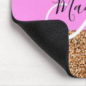 Chic Pink & Pumpkin Glitzer Glitzern Monogram Name Mousepad (Ecke)