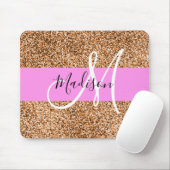 Chic Pink & Pumpkin Glitzer Glitzern Monogram Name Mousepad (Mit Mouse)