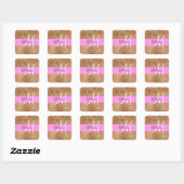 Chic Pink & Pumpkin Glitzer Glitzern Monogram Name Quadratischer Aufkleber (Blatt)
