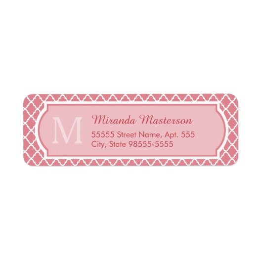 Chic Pink Quatrefolie Monogramm mit Name (Vorne)