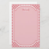 Chic Pink Quatrefolie Monogramm mit Name Briefpapier (Vorne/Hinten)