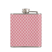 Chic Pink Quatrefolie Monogramm mit Name Flachmann (Rückseite)