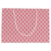 Chic Pink Quatrefolie Monogramm mit Name Große Geschenktüte (Rückseite)