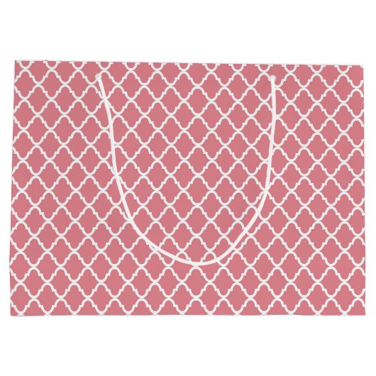 Chic Pink Quatrefolie Monogramm mit Name Große Geschenktüte (Rückseite)
