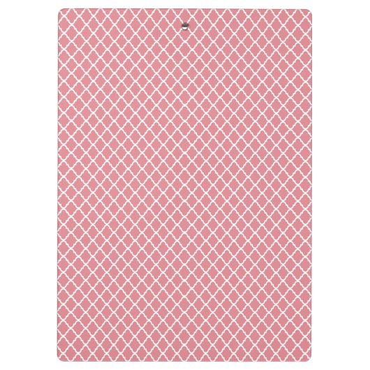 Chic Pink Quatrefolie Monogramm mit Name Klemmbrett (Rückseite)