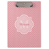 Chic Pink Quatrefolie Monogramm mit Name Klemmbrett (Vorderseite)